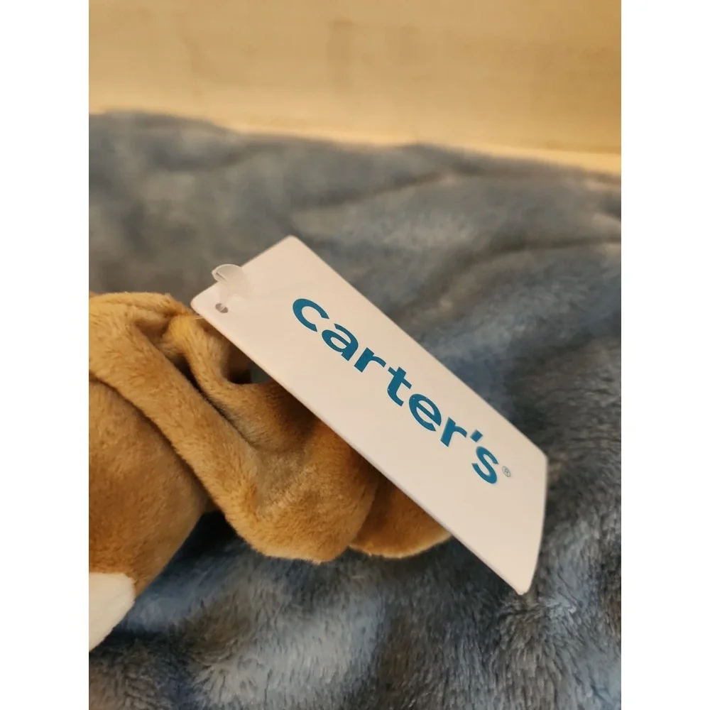 Lovey Carter's Blue Brown‎ Puppy Dog Security Blanket  Baby Boy Soft  New